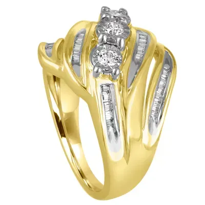 Love Lives Forever Womens 1/2 CT. T.W. Mined White Diamond 10K Gold 3-Stone Engagement Ring