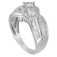 Two Forever Womens 1 CT. T.W. Natural White Diamond 10K Gold Bypass  Engagement Ring