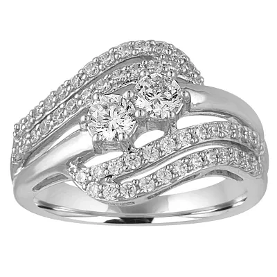 Two Forever Womens 1 CT. T.W. Natural White Diamond 10K Gold Engagement Ring