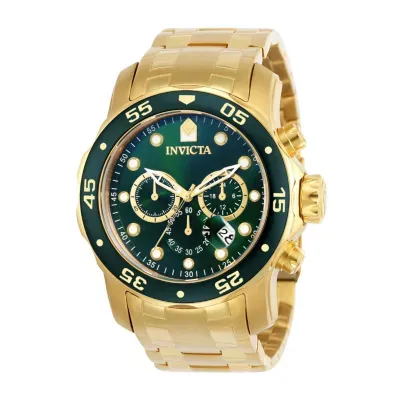 Invicta Pro Diver Mens Chronograph Gold Tone Stainless Steel Bracelet Watch 0075