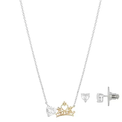 Disney Classics 2-pc. Cubic Zirconia Pure Silver Over Brass Crown Princess Jewelry Set