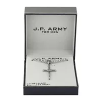 J.P. Army Men's Jewelry Stainless Steel Inch Link Cross Pendant Necklace