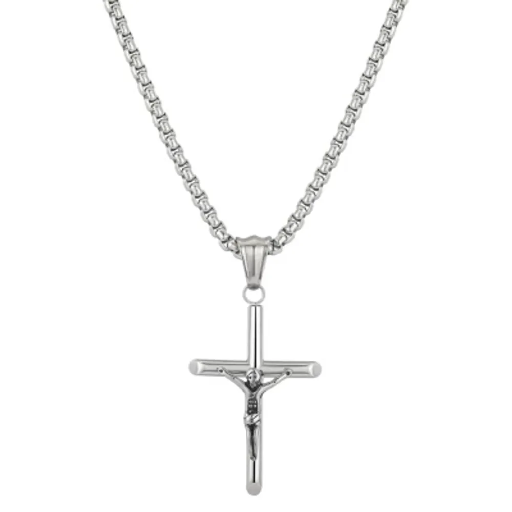 WCJ Stainless Steel Cross Necklace Pendant Men's... - Depop