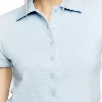 Forever 21 Juniors Womens Short Sleeve Regular Fit Button-Down Shirt