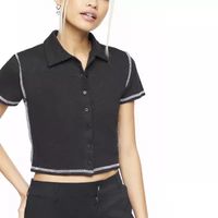 Forever 21 Juniors Womens Short Sleeve Regular Fit Button-Down Shirt
