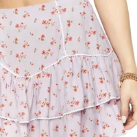 Forever 21 Floral Skirt Womens Mid Rise Flared Skirt-Juniors