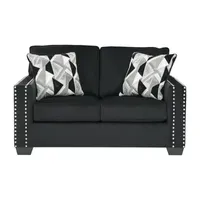 Signature Design by Ashley® Gleston Track-Arm Loveseat in Onyx Black