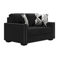 Signature Design by Ashley® Gleston Track-Arm Loveseat in Onyx Black