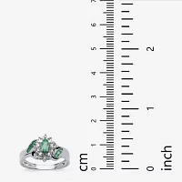 Womens Diamond Accent Genuine Green Emerald Platinum Over Silver Marquise Halo Cocktail Ring