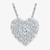 Womens 1/5 CT. Natural White Diamond 10K Gold Heart Pendant Necklace