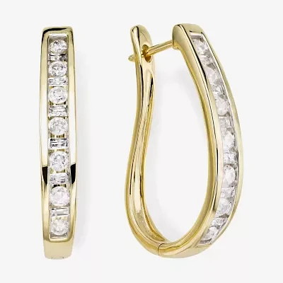 1 CT.T.W. Natural Diamond 10K Yellow Gold Hoop Earrings