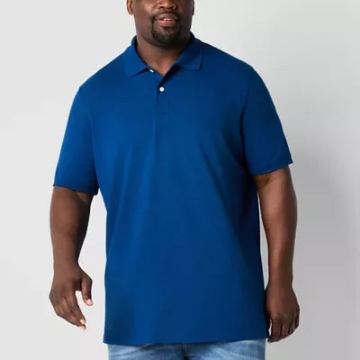 St. John's Bay Premium Stretch Big and Tall Mens Classic Fit Easy-on + Easy-off Adaptive Short Sleeve Polo Shirt