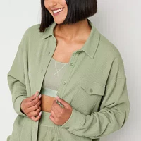 Arizona Body Womens Waffle Long Sleeve Pajama Top