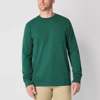 St. John's Bay Sueded Jersey Mens Crew Neck Long Sleeve Pocket T-Shirt