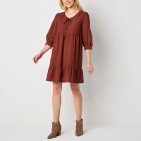 Frye and Co. Womens 3/4 Sleeve Midi A-Line Dress