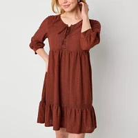 Frye and Co. Womens 3/4 Sleeve Midi A-Line Dress