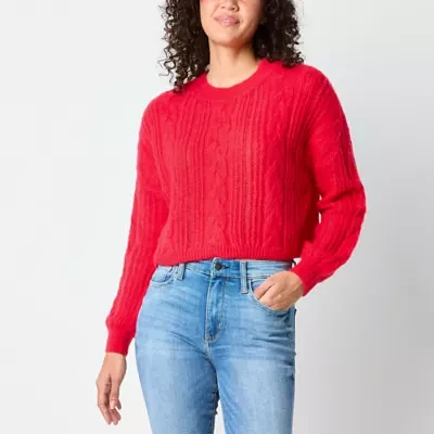 Arizona Juniors Womens Crew Neck Long Sleeve Pullover Sweater