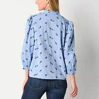 St. John's Bay Womens Y Neck Long Sleeve Blouse