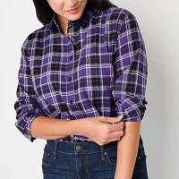 St. John's Bay Womens Long Sleeve Regular Fit Button-Down Shirt