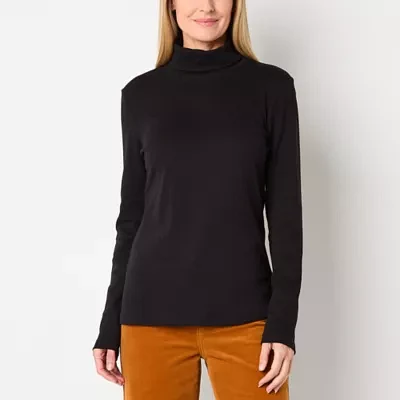 St. John's Bay Womens Turtleneck Long Sleeve T-Shirt