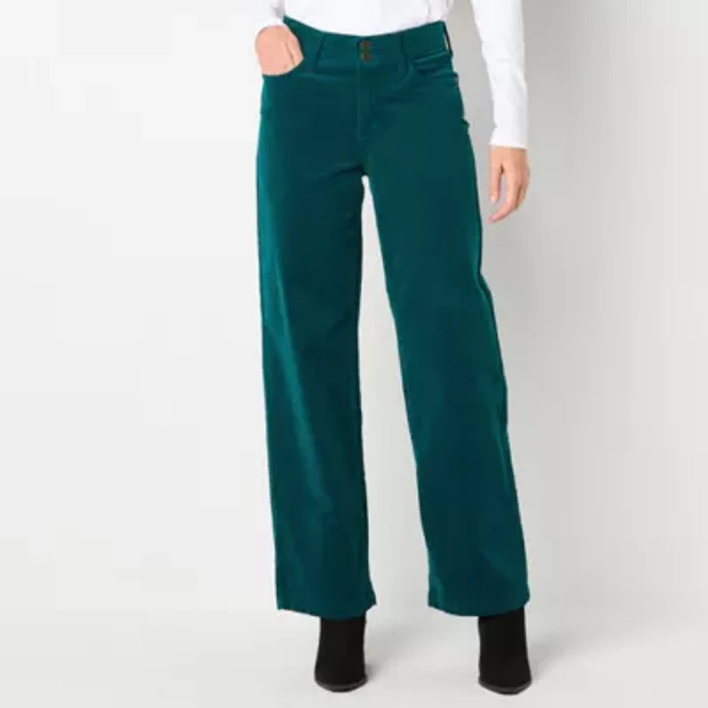 St. John's Bay Womens Mid Rise Wide Leg Corduroy Pant