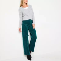 St. John's Bay Womens Mid Rise Wide Leg Corduroy Pant