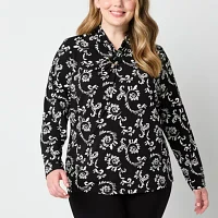 Liz Claiborne Plus Womens Long Sleeve Blouse