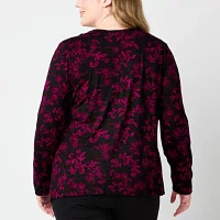 Liz Claiborne Plus Womens V Neck 3/4 Sleeve Tunic Top