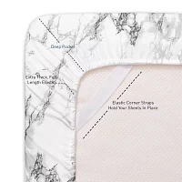 Sweet Home Collection Marble Printed Wrinkle Resistant Deep Pocket Sheet Set