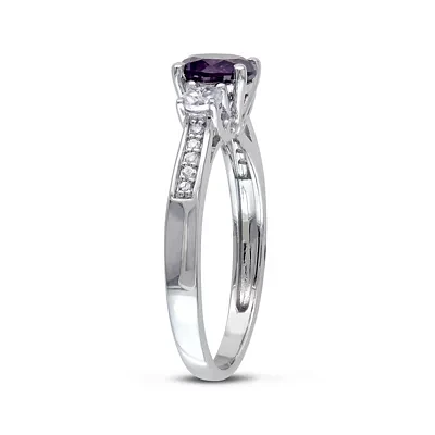 Simulated Alexandrite, White Sapphire and Diamond-Accent 10K Gold Ring