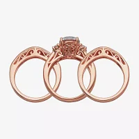 DiamonArt® Womens White Cubic Zirconia 14K Rose Gold Over Silver Bridal Set