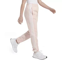 adidas Big Girls Drawstring Waist Mid Rise Cuffed Fleece Jogger Pant