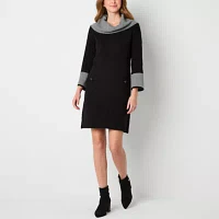 Jessica Howard Womens 3/4 Sleeve Chevron Sweater Dress