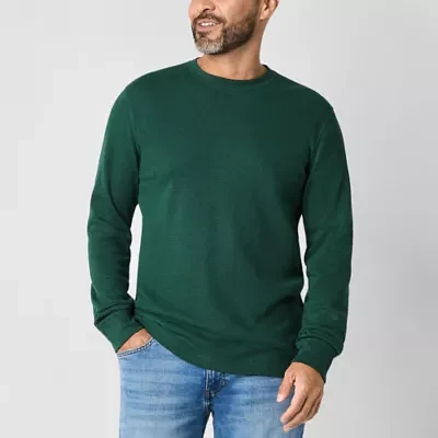 St. John's Bay Waffle Mens Crew Neck Long Sleeve Classic Fit Thermal Top