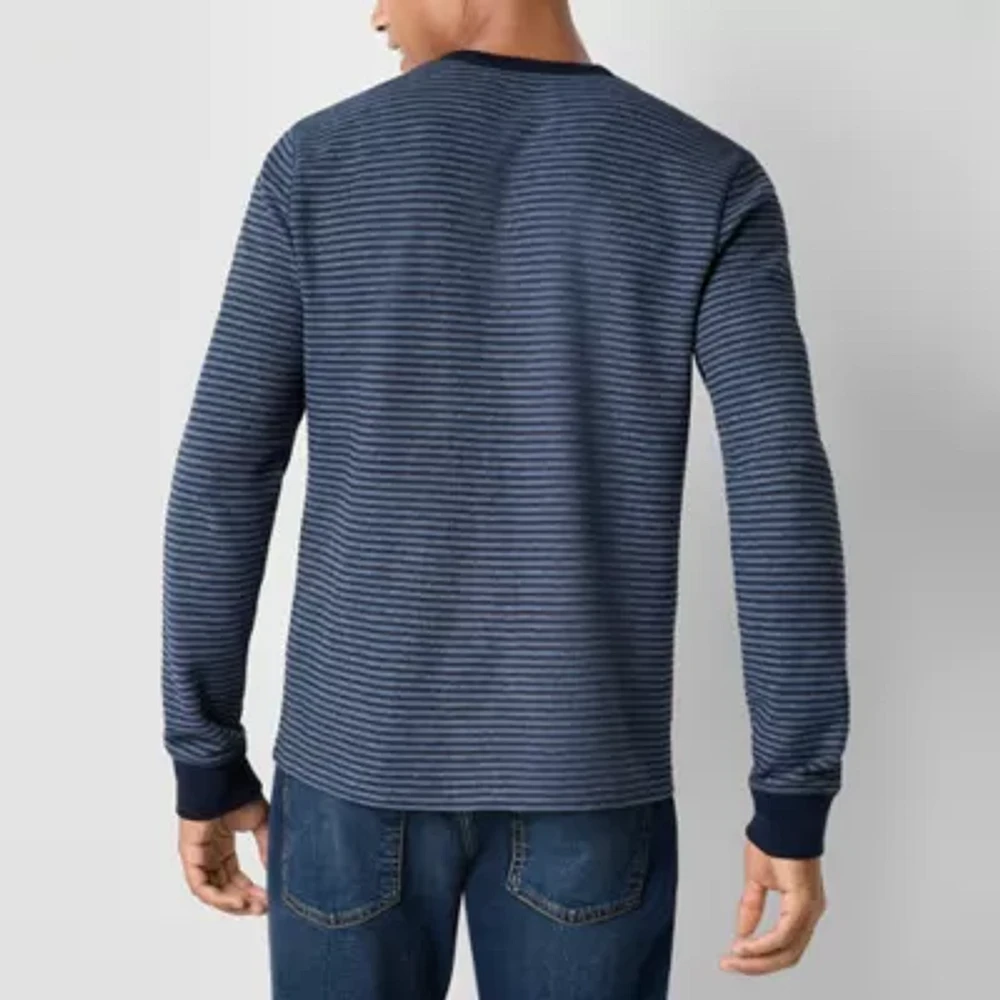 mutual weave Waffle Stripe Mens Long Sleeve Henley Shirt