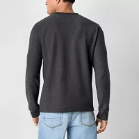 mutual weave Waffle Mens Long Sleeve Easy-on + Easy-off Adaptive Regular Fit Henley Shirt