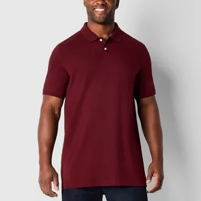 St. John's Bay Premium Stretch Big and Tall Mens Classic Fit Easy-on + Easy-off Adaptive Short Sleeve Polo Shirt