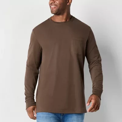 St. John's Bay Sueded Big and Tall Mens Crew Neck Long Sleeve Pocket T-Shirt