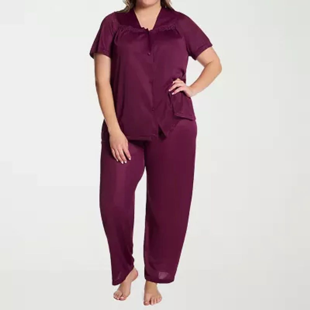 Exquisite Form Womens Plus Pajama + Robe Sets 2-pc. Short Sleeve V-Neck