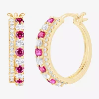 Womens Gemstone 14K Gold Over Silver 20mm Hoop Earrings