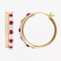 Womens Gemstone 14K Gold Over Silver 20mm Hoop Earrings