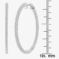 (G-H / Si2) 3 CT. T.W. Lab Grown White Diamond 14K White Gold 2.1mm Hoop Earrings