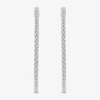 (G-H / Si2) 3 CT. T.W. Lab Grown White Diamond 14K White Gold 2.1mm Hoop Earrings