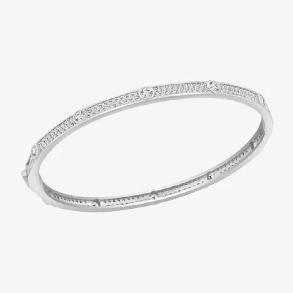 Diamonart White Cubic Zirconia Sterling Silver Bangle Bracelet