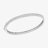 Diamonart White Cubic Zirconia Sterling Silver Bangle Bracelet