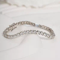 Diamonart White Cubic Zirconia Sterling Silver 7.25 Inch Tennis Bracelet