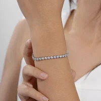 Diamonart White Cubic Zirconia Sterling Silver 7.25 Inch Tennis Bracelet