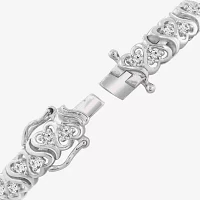 Diamonart White Cubic Zirconia Sterling Silver Heart 7.25 Inch Tennis Bracelet