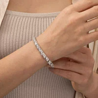 Diamonart White Cubic Zirconia Sterling Silver Heart 7.25 Inch Tennis Bracelet