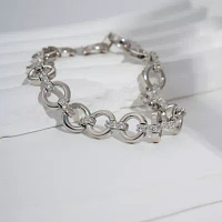 Diamonart Sterling Silver 7.25 Inch Circle Link Bracelet